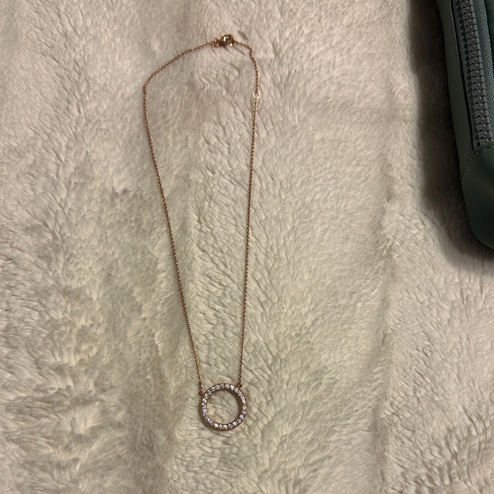 Pandora Rose Gold Circular Crystal Pendant Necklace